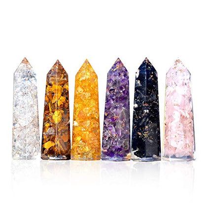 Healing Crystal Wand Set of 6 Orgonite - Includes 3