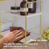 kaileyouxiangongsi 2-Tier Kitchen Spice Rack - Freestanding Stackable Bathroom Countertop Storage Shelf - Cosmetic Organizer Holder- Square Standing Rack (Golden)