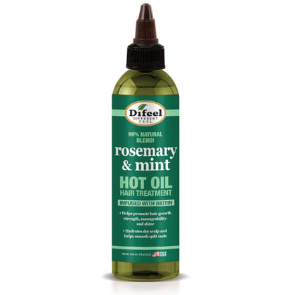 Difeel Rosemary and Mint Hot Oil Hair Treatment with Biotin 8 oz. - Hot Oil Treatment for Dry and Damaged Hair made with Natural Rosemary Oil for Hair Growth