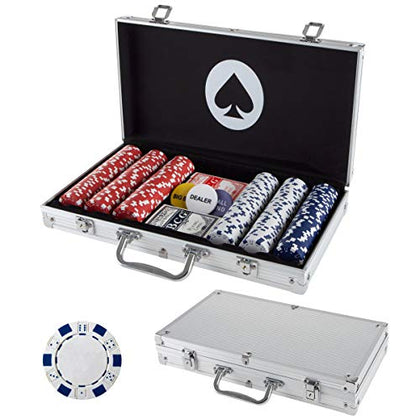 Poker Chip Set for Texas Holdem, Blackjack, Gambling with Carrying Case, Cards, Buttons and Dice Style Casino Chips (11.5 gram) by Trademark Poker