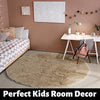 Beige Round Rug for Bedroom,Fluffy Circle Rug 4'X4' for Kids Room,Furry Carpet for Teen's Room,Shaggy Circular Rug for Nursery Room,Fuzzy Plush Rug for Dorm,Beige Carpet,Cute Room Decor for Baby