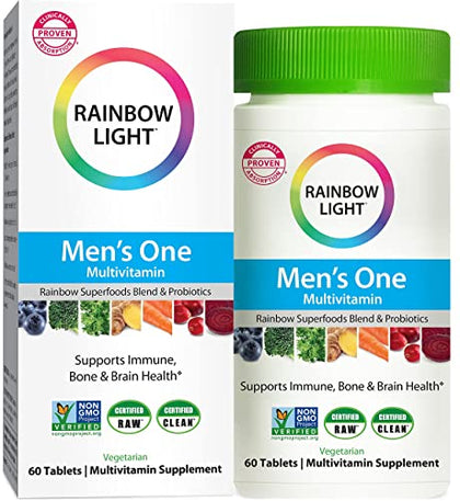 Rainbow Light Multivitamin for Men, Vitamin C, D & Zinc, Probiotics, Men's One Multivitamin Provides High Potency Immune Support, Non-GMO, Vegetarian, 60 Tablets
