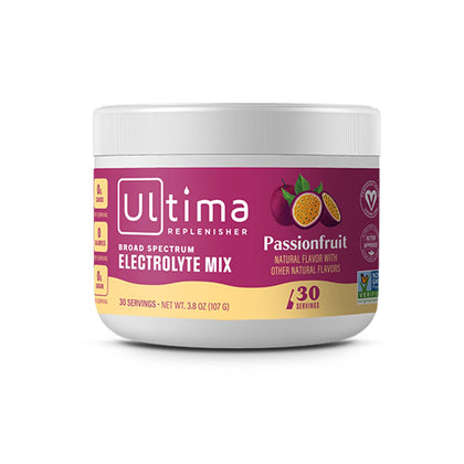Ultima Replenisher Hydration Electrolyte Powder- 30 Servings- Keto & Sugar Free- Feel Replenished, Revitalized- Naturally Sweetened- Non- GMO & Vegan Electrolyte Drink Mix- Passionfruit