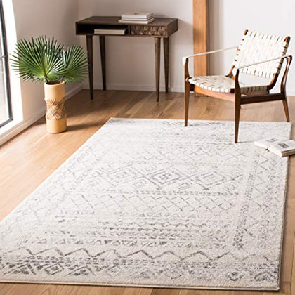SAFAVIEH Tulum Collection Accent Rug - 2' x 5', Ivory & Grey, Moroccan Boho Distressed Design, Non-Shedding & Easy Care, Ideal for High Traffic Areas in Entryway, Living Room, Bedroom (TUL268A)