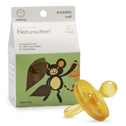 Natursutten Pacifiers 0-6 Months - 1-Pack Original Shield Round Nipple Natural Rubber Safe & Soft BPA-Free Pacifiers for Breastfeeding Babies - Newborn Pacifiers Made in Italy Used-Like New
