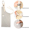 Syhood 2 Pieces Linen Cooking Kitchen Apron for Women and Men Kitchen Bib Apron with Pocket Adjustable Soft Chef Apron