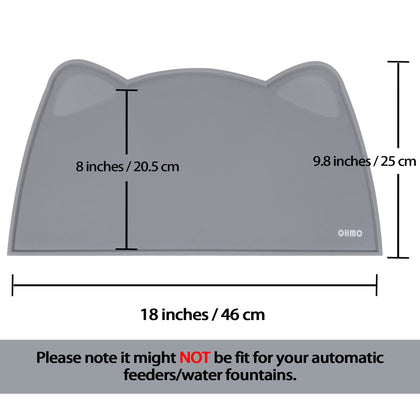 OHMO - Cat Food Mat, Silicone Pet Feeding Mat for Floor Non-Skid Waterproof Dog Water Bowl Tray, Easy to Clean Pet Placemat (Dark Grey, 18 * 9.8'')