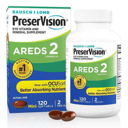 PreserVision AREDS 2 Eye Vitamin & Mineral Supplement, Contains Lutein, Vitamin C, Zeaxanthin, Zinc & Vitamin E, 120 Softgels (Packaging May Vary) (Expiry -11/30/2025)
