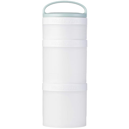 Whiskware Stackable Snack Containers for Kids and Toddlers, 3 Stackable Snack Cups for School and Travel, White and Grey