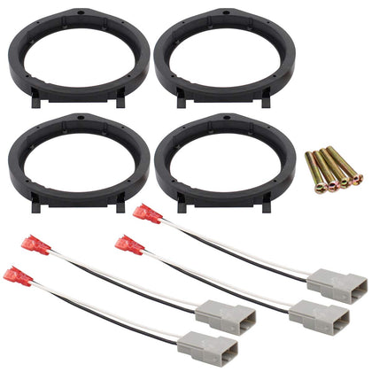 XtremeAmazing Car Stereo Door Speaker Adapter Mounting Plates 6.5 Inch 6.75 Inch 165mm Stand Ring Kit with Wiring Harness Cable Set of 4