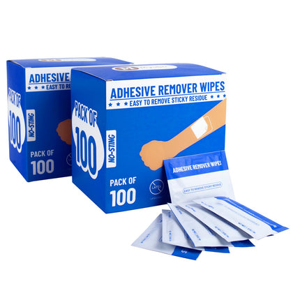 (100 Count) 6 x 7inches Medical Adhesive Remover Wipes,Large Size,No-sting,Ostomy Adhesive removing pads, For Removing Adhesive Residue on Skin.