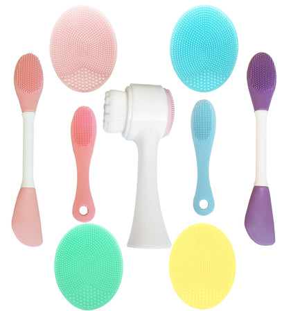 9-in-1 Face Scrubber Face Cleaning Brushes Super Soft Silicone Face Cleanser Brush and Facial Cleansing Massager Brush Face Cleansing Brush Set