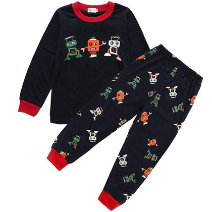 Tecrok boy Pajamas, Little Boys 2 Pieces Pajamas Sets Cartoon Patterned 100% Cotton Sleepwear Kids Clothes for Age 1-6 Years