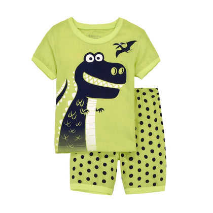 DDSOL Little Boys Summer Dinosaur Cotton Short Sleeve Clothing Sets Pajamas 2 Pieces