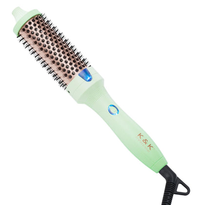 K&K 1.5 Inch Ceramic Curling Iron Brush - Double MCH Heater, 30s Heating, Cool-Tip Burn Protection, Non-Damaging 180 Degree Heat, Dual Voltage For Travel 120v