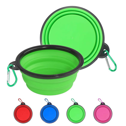 Collapsible Pet Bowl- Small Size (350ml) |Portable Water Bowl|Foldable Silicone Bowl |Lightweight and Travel Friendly for Hiking, Walking & Camping (Green)