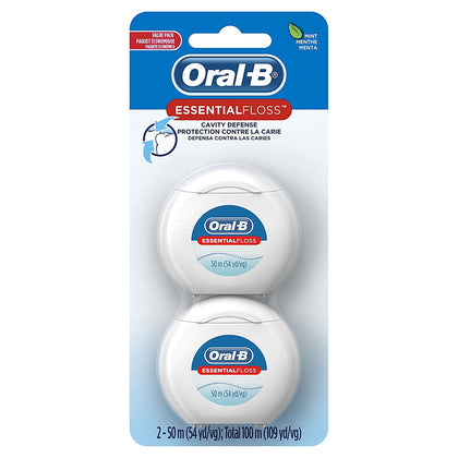 Oral-B Essential Floss Cavity Defense Dental Floss, 50 M, count 2 (Pack of 1)