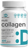 Multi Collagen Pills with Hyaluronic Acid, Vitamin C & Biotin 5000mcg, 300 Capsules - Type I, II, III, V, X Collagen Supplements for Women or Men - Hair, Skin, Nail, & Joint Health - Unflavored, Keto