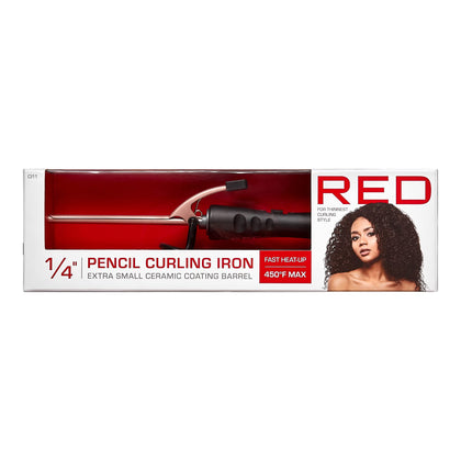 RED 1/4 Inch Thin Curling Iron, Pencil Curling Iron, Extra Small Ceramic Coating Barrel, Skinny Curling Iron Wand for Long & Short Hair 120v