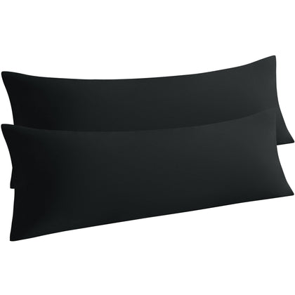 NTBAY Body Pillow Cases Set of 2, 2 Pack Brushed Microfiber 20x54 Pillow Cases, Soft, Wrinkle, Fade, Stain Resistant Black Pillow Cases with Envelope Closure, 20x54 Inches, Black