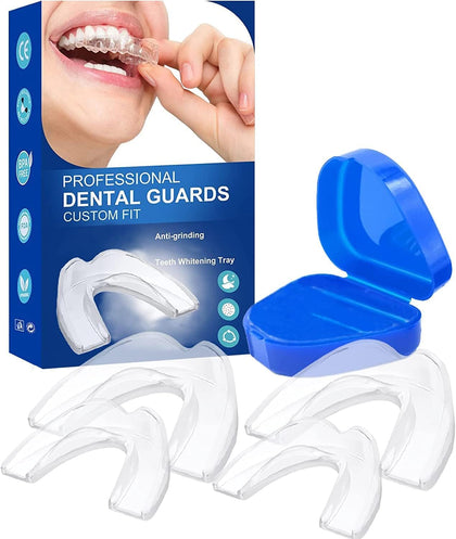 Blue Badge Company Mouth Guard for Grinding Teeth, 4 Pcs Mouth Guard for Sleeping at Night, Reusable Mouth Guards for Clenching Teeth at Night, Night Guard for Teeth, White