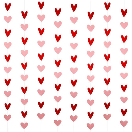 80 Heart Garland Red & Pink- Valentines Day Decoration, Hanging Hearts, Valentines Day Banner, Hanging Valentines Garland, Valentine's Day Decorations, Large Heart Valentines?NO DIY?