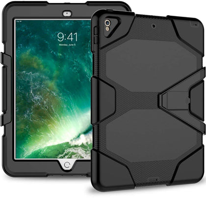 Azzsy iPad Pro 10.5 Case,[Kickstand]Slim Heavy Duty Shockproof Rugged Cover Hybrid High Impact Resistant Defender Full Body Protective Case,Black