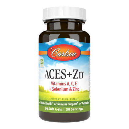 Carlson - ACES + Zn, Vitamins A, C, E + Selenium & Zinc, Cellular Health & Immune Support, Antioxidant, 60 Softgels