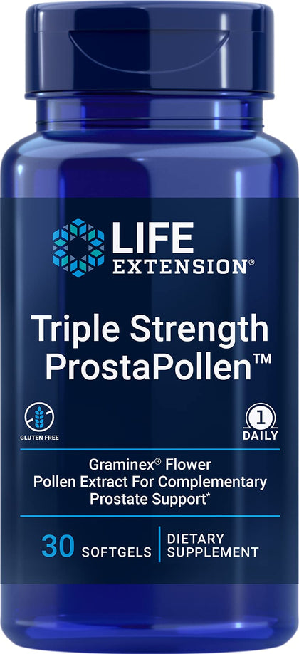 Life Extension Triple Strength Prosta Pollen - Prostate Health - 1 Daily - Gluten-Free - 30 Softgels (Expiry -5/31/2025)