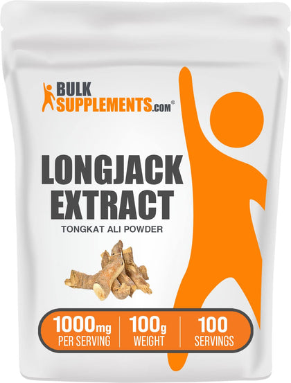 BULKSUPPLEMENTS.COM Longjack Extract Powder - Tongkat Ali Extract, Tongkat Ali Powder - Longjack Tongkat Ali, Tongkat Ali for Men - Gluten Free, 1000mg per Serving, 100g (3.5 oz)