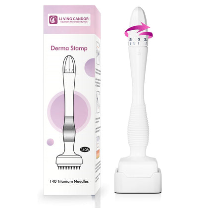 Adjustable microneedling Derma Stamp,140 Titanium Derma Roller Microneedle Pen skin care tool ,Beard Derma Roller for Men and Women