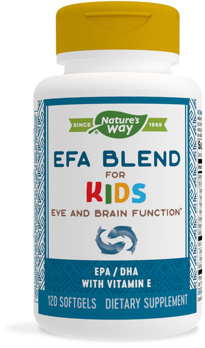 Nature's Way EFA Blend for Kids with vitamin E, Supports Eye and Brain Function, 120 Softgels