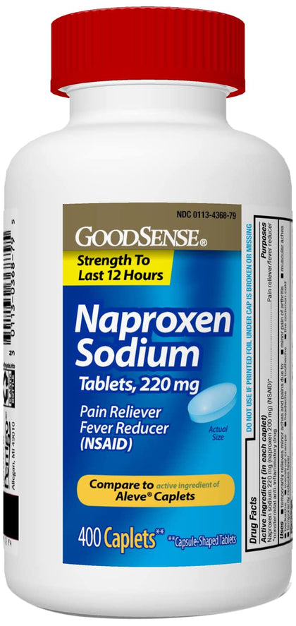 GoodSense Naproxen Sodium Tablets 220 mg, Pain Reliever and Fever Reducer (NSAID), 400 Count (Expiry -12/31/2024)