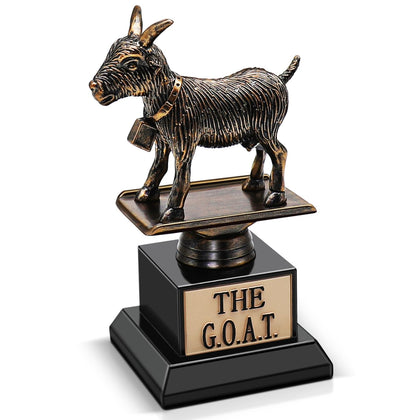 Flexzion The Goat Trophy - G.O.A.T Greatest of All Time Funny Trophy for Adults, Laser Engraved Award with Goat Statue, Unique Recognition Gift Plaque for Your Employee, Teacher, Boss, Friend, & More