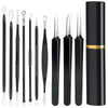 Pimple Popper Tool Kit,10 Pcs Professional Blackhead Remover Comedones Extractor for Easy Removal for Pimples,Blackheads,Zit Removing, Facial and Nose, Acne Removal Kit with Metal Box (Black)