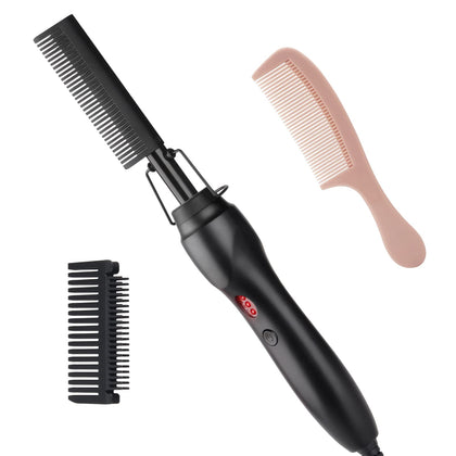 Hot Comb Hair Straightener Electric Pressing Comb Portable Travel Anti-Scald Beard Straightener Press Comb Ceramic Comb Portable Curling Iron Heated Brush Flat Iron Curler Hair Straightening Brush 120v