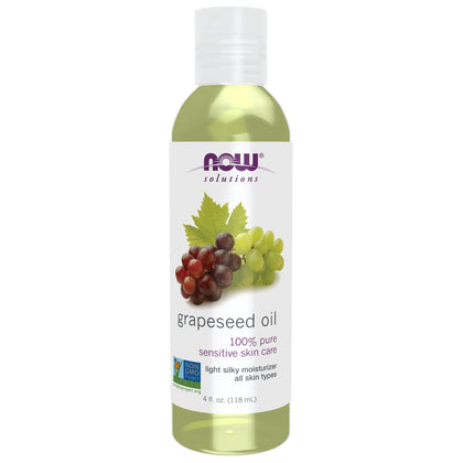 NOW Solutions, Grapeseed Oil, Skin Care for Sensitive Skin, Light Silky Moisturizer for All Skin Types, 4-Ounce (Expiry -7/31/2026)