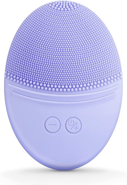 EZBASICS Facial Cleansing Brush Made with Ultra Hygienic Soft Silicone, Waterproof Sonic Vibrating Face Brush for Deep Cleansing, Gentle Exfoliating and Massaging, Inductive Charging (Violet)