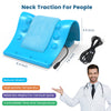 TEMASH Cervical Traction Device - Heated Neck Stretcher for Instant Neck Pain Relief, Tension Headache Reduction, and TMJ Pain Relief, with Cervical Spine Pillow to Correct Neck Hump(Blue)