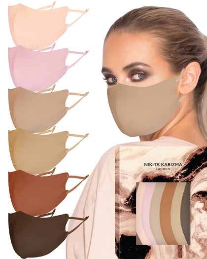 KARIZMA Face Wardrobe Cloth Face Mask. 6 Soft Masks Washable Fabric with Adjustable Ear Loops. 