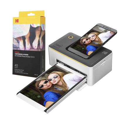 Kodak Dock Premium 4x6 Portable Instant Photo Printer (2022 Edition) Bundled with 50 Sheets | Full Color Photos, 4Pass & Lamination Process | Compatible with iOS, Android, and Bluetooth Devices