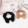ANHAISHUILV 3 Pack Baby Knit Texture Nylon Headbands Hairbands Hair Bow Elastics Hair Accessories for Baby Girls Newborn Infant Toddlers Kids (White Black Khaki)