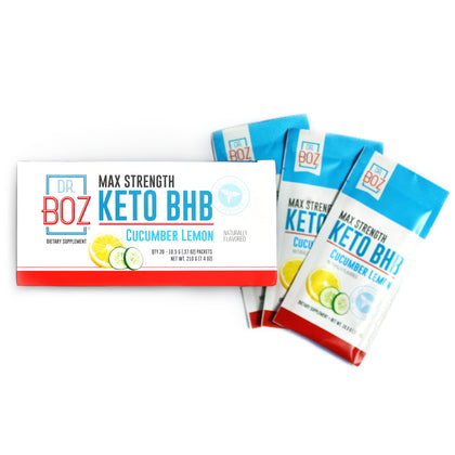 Dr. Boz Cucumber Lemon [20 Sachets,16.6g] Keto BHB Powder - Exogenous Ketones Supplement - Best Keto Supplement for Weight Loss - Keto Shake