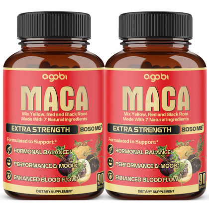 2 Packs 90 Capsules 6 Months - 8050mg Maca Root Supplement - 7in1 With Ashwagandha Root, Ginseng Root, Tribulus Terrestris & more - Reproductive Health, Strength & Immune Support (Expiry -1/31/2027)