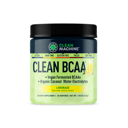 Clean BCAA - 2:1:1 Food Sourced BCAAs Powder & Coconut Water Electrolytes Recovery & Amino Energy Supplement - Award Winning Vegan Amino Acid Supplement - 30 Servings - Lemonade (Expiry -9/30/2024)