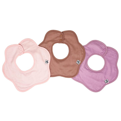 Tiny Twinkle Roundabout Drool Bibs 3 Pack - 360 Rotating Waterproof and Absorbent Teething Baby Bibs (Girl Set Pink)