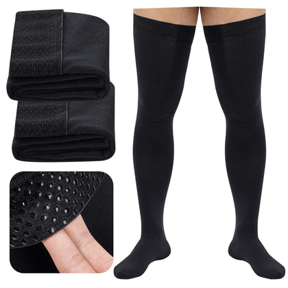 Compression Socks, Men's Thigh High Compression Stockings, 20-30mmHg Compression Stockings with Non-slip silicone.