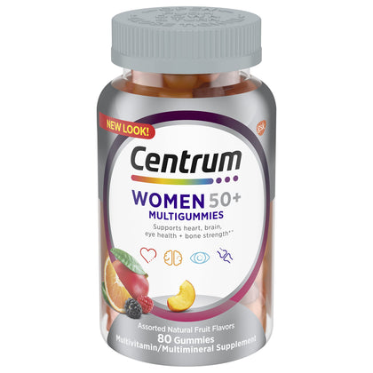 Centrum MultiGummies Gummy for Women 50 Plus, with Vitamin D3, B6 and B12, Multivitamin/Multimineral Supplement - 80 Count (Expiry -6/30/2025)