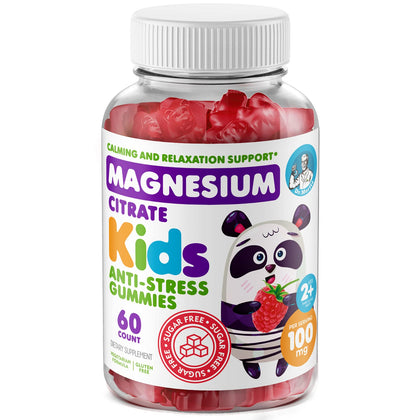 Kids Calm Magnesium Gummies Sugar-Free - Magnesium Supplement Gummies for Children, Sugar-Free Magnesium Chews for Kids & Adults (60 Count) (Expiry -9/30/2025)