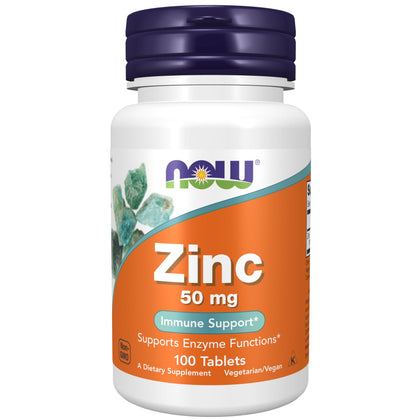 NOW Supplements, Zinc (Zinc Gluconate) 50 mg, Supports Enzyme Functions, Immune Support, 100 Tablets